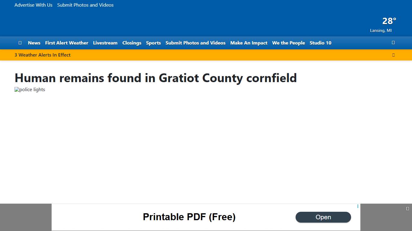 Human remains found in Gratiot County cornfield